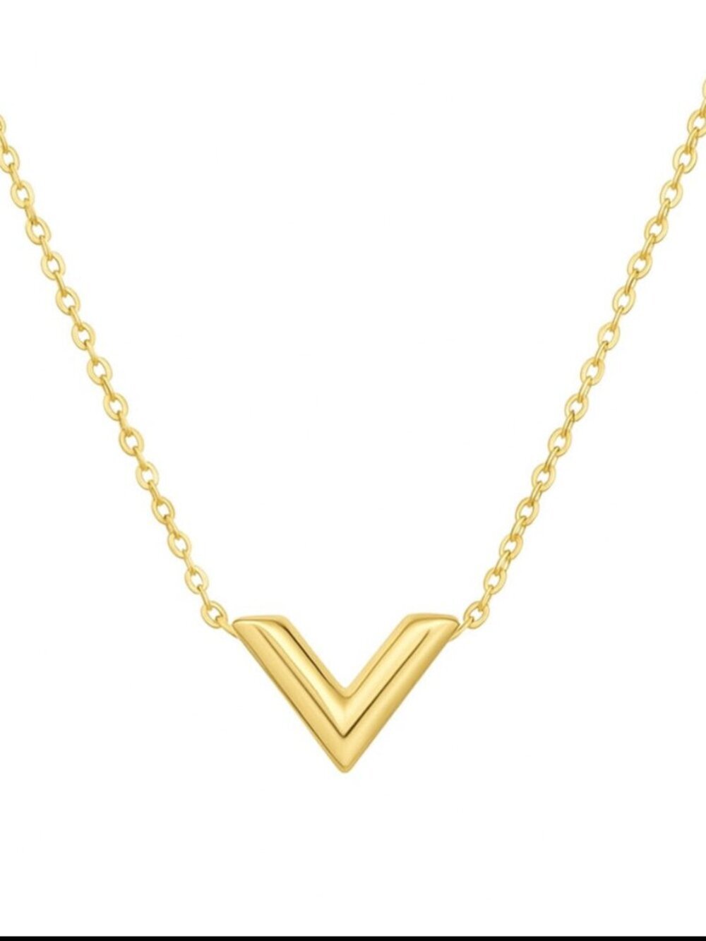 Gold “V” Pendant Necklace – Minimalist Stainless Steel Chain